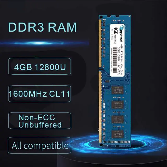 Alt view image 2 of 6 - 8GB Kit (2X4GB) DDR3 1600MHz PC3-12800U 4GB 2Rx8 240-pin Dimm CL11 1.5V Desktop RAM Memory Module