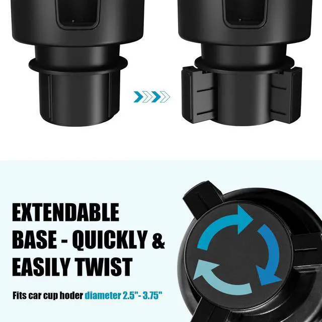 Alt view image 7 of 7 - Upgraded Car Cup Holder Expander Adapter with Offset Adjustable Base, Compatible with Yeti 14/24/36/46oz Ramblers, Hydro Flasks 32/40oz, Other Large Bottles Mugs in 3.5"-4.0", 1 Pack