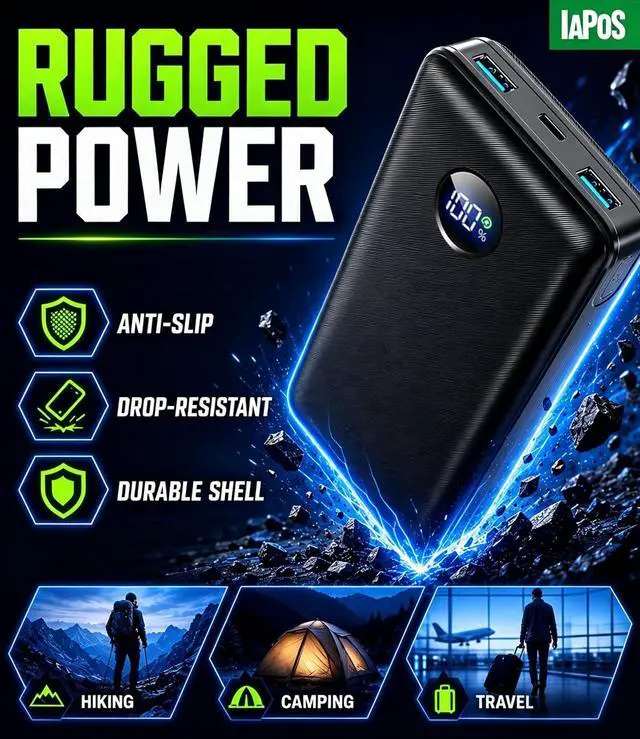 Alt view image 4 of 5 - Portable Charger Power Bank - 60,000mAh Battery Pack, 22.5W Fast Charging Phone Charger Attached USB-C/iOS/Micro-USB Cable, Powerbank for iPhone 17 16 15 14 13 Samsung, for Travel Camping Essentials