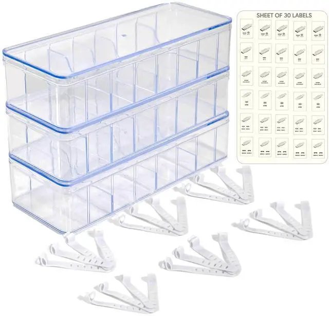 Main image of Set of 3 Cable Organizer Box W/Labels - Charger Box, Stackable W/Lids-Cord Organizer Junk Drawer- Cord Storage Box for Desk -Cable Organizer case