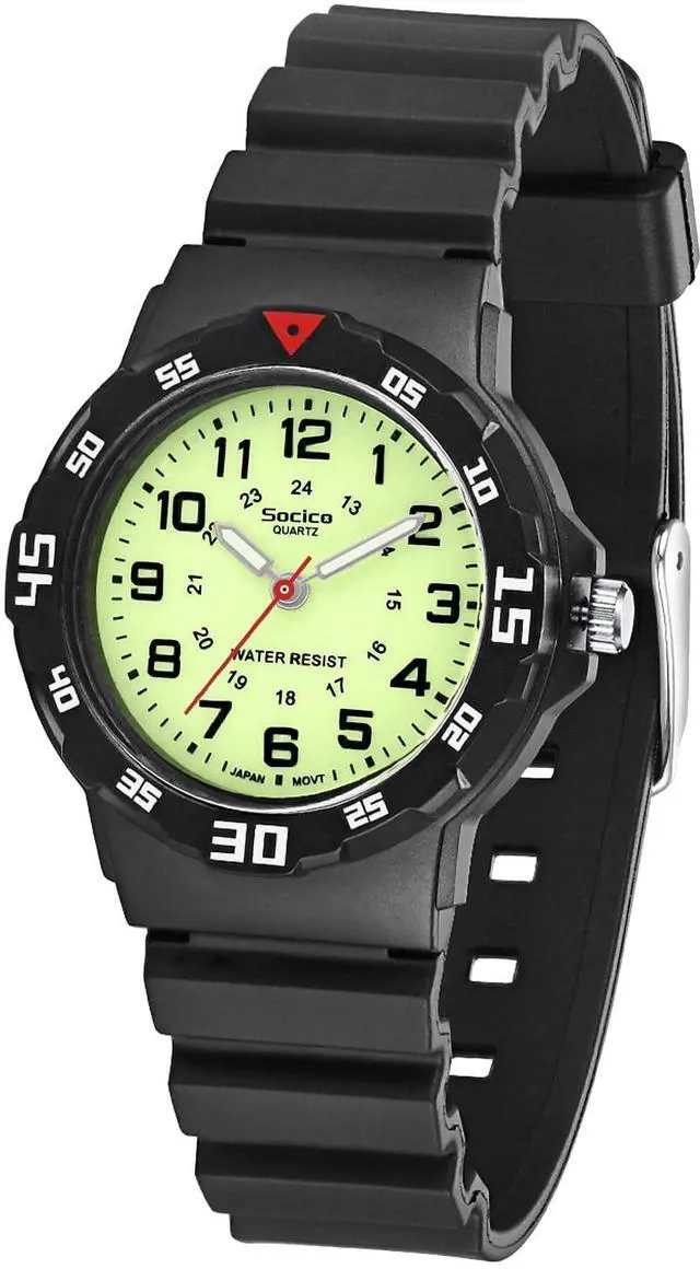 Main image of Analog Watch Waterproof Time Teaching Boys Girls Watch Soft Band Learning Time Wrist Watch for Kids (Black-pre-Sale)