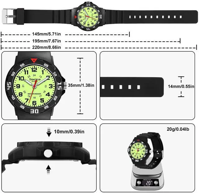 Alt view image 5 of 6 - Analog Watch Waterproof Time Teaching Boys Girls Watch Soft Band Learning Time Wrist Watch for Kids (Black-pre-Sale)