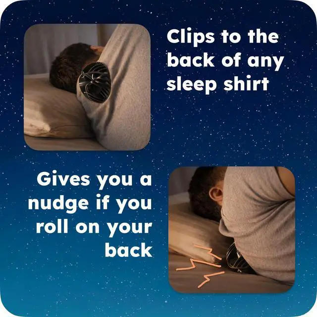 Alt view image 2 of 7 - Ball for Side Sleep Posture - Calma Clip v2 by Whole Nights, Sleep Aid for Back Snorers, Anti Snoring Device, Attaches to Any Clothes and Keeps You in a Healthy Sleeping Position