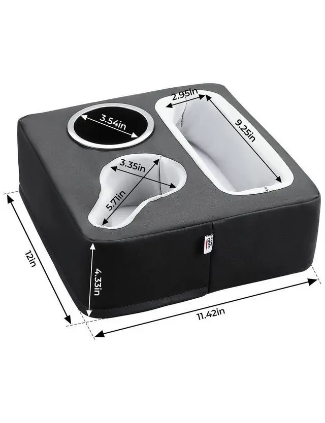 Alt view image 7 of 7 - Back Seat Cup Holder for Car, Couch Cup Holder, Car Truck Boat Organizer, Couch Sofa Bed Expander Tray Holds Drinks, Snacks, Remote, Cell Mobile Phone (Black)