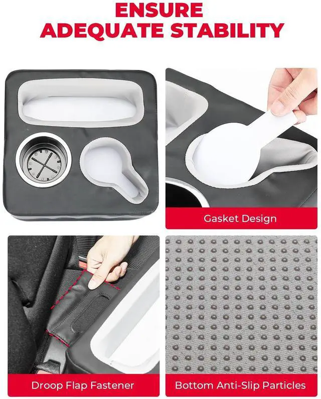 Alt view image 5 of 7 - Back Seat Cup Holder for Car, Couch Cup Holder, Car Truck Boat Organizer, Couch Sofa Bed Expander Tray Holds Drinks, Snacks, Remote, Cell Mobile Phone (Black)