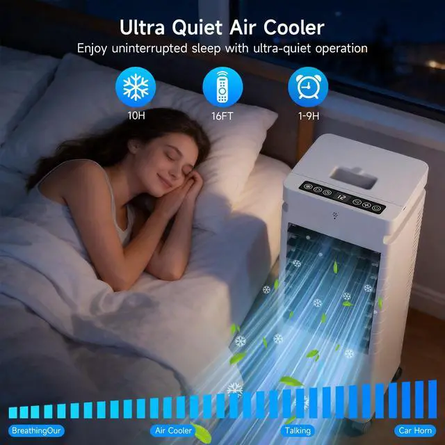 Alt view image 4 of 7 - Portable Air Conditioners,Windowless Swamp Cooler Portable AC Unit, Cooling Fan That Blow Cold Air w/Remote 5L Tank 12 Speeds 9H Timer, Evaporative Air Cooler for Bedroom Indoor Room (white)