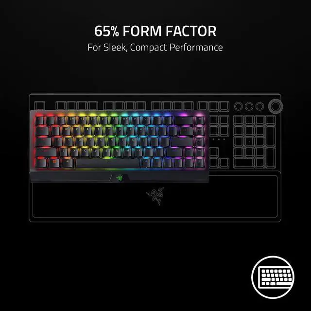 Alt view image 2 of 7 - BlackWidow V3 Mini HyperSpeed 65% Wireless Mechanical Gaming Keyboard: Green Mechanical Switches Tactile & Clicky - Phantom Pudding Keycaps - Chroma RGB - Up to 200 Hr Battery - Snap Tap