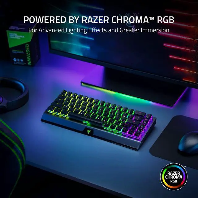 Alt view image 6 of 7 - BlackWidow V3 Mini HyperSpeed 65% Wireless Mechanical Gaming Keyboard: Green Mechanical Switches Tactile & Clicky - Phantom Pudding Keycaps - Chroma RGB - Up to 200 Hr Battery - Snap Tap
