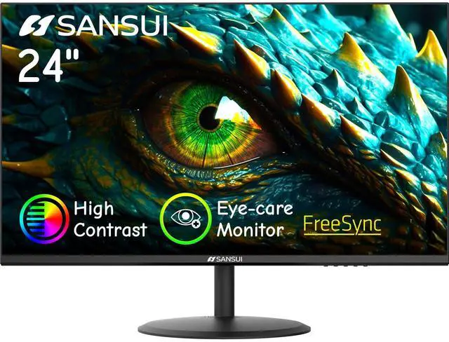 Main image of Computer Monitor 24 inch Eye Care FHD 1080P Display HDMI,VGA Ports with 178° Viewing Angle/Frame-Less/Tilt/VESA Compatible for Office and Home