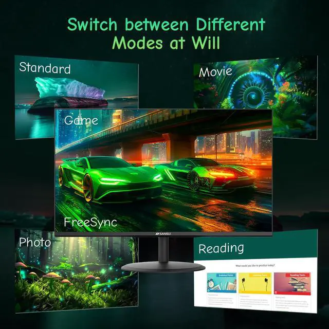 Alt view image 3 of 7 - Computer Monitor 24 inch Eye Care FHD 1080P Display HDMI,VGA Ports with 178° Viewing Angle/Frame-Less/Tilt/VESA Compatible for Office and Home