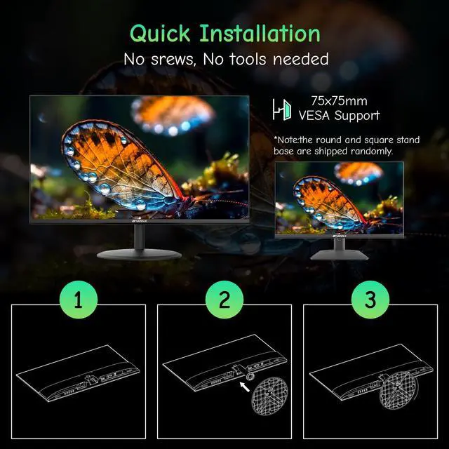Alt view image 6 of 7 - Computer Monitor 24 inch Eye Care FHD 1080P Display HDMI,VGA Ports with 178° Viewing Angle/Frame-Less/Tilt/VESA Compatible for Office and Home