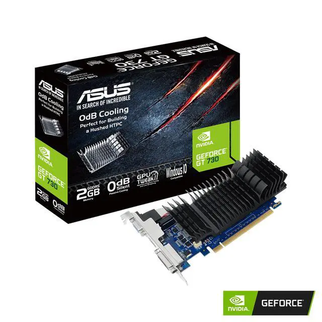 Alt view image 2 of 6 - GeForce GT 730 2GB GDDR5 Low Profile Graphics Card for Silent HTPC Builds (with I/O Port Brackets), 3 Year Warranty