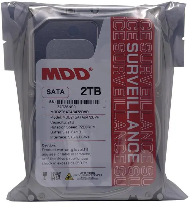 Alt view image 4 of 5 - 7200RPM SATA 6.0Gb/s 3.5inch Internal Surveillence Hard Drive - MDD2TSATA6472DVR