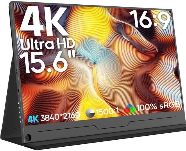 Main image of 4K Portable Monitor 15.6" 3840x2160 UHD USB-C HDMI Laptop Monitor, 100% Adobe RGB IPS Computer Gaming Display HDR Travel Screen w/Speakers for Laptop Xbox PS5 Switch PC Phone