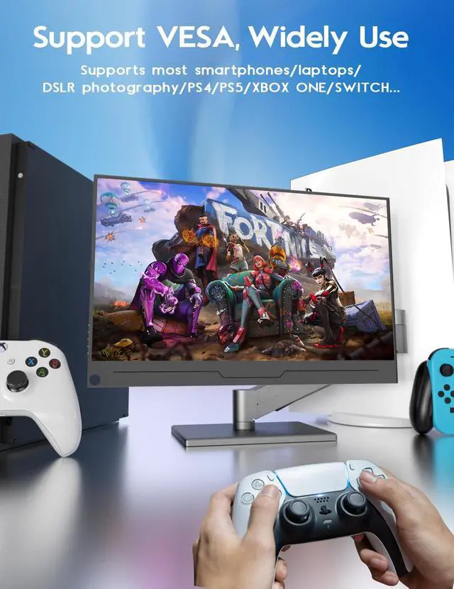 Alt view image 6 of 7 - 4K Portable Monitor 15.6" 3840x2160 UHD USB-C HDMI Laptop Monitor, 100% Adobe RGB IPS Computer Gaming Display HDR Travel Screen w/Speakers for Laptop Xbox PS5 Switch PC Phone