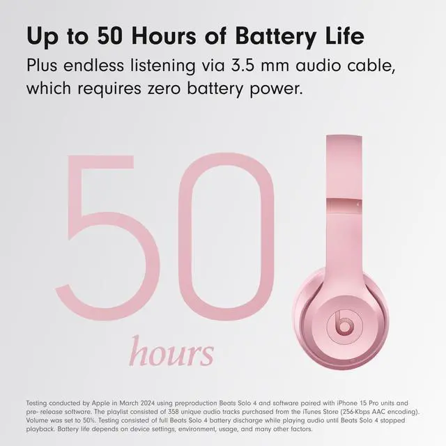 Alt view image 4 of 7 - Solo 4 - Wireless On-Ear Bluetooth Headphones, Up to 50-Hour Battery Life, Ultra-Lightweight Comfort, Powerful and Balanced Sound, Apple & Android Compatible - Amazon Exclusive Metallic Pink