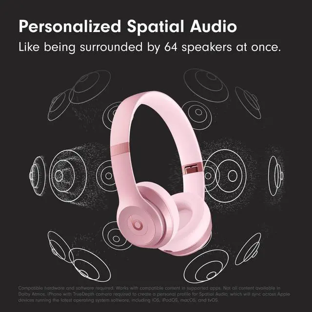 Alt view image 3 of 7 - Solo 4 - Wireless On-Ear Bluetooth Headphones, Up to 50-Hour Battery Life, Ultra-Lightweight Comfort, Powerful and Balanced Sound, Apple & Android Compatible - Amazon Exclusive Metallic Pink