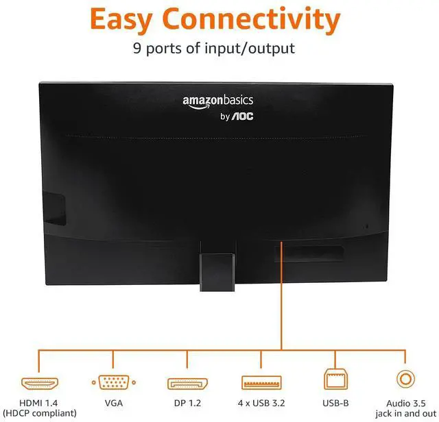 Alt view image 3 of 4 - 27 in IPS Monitor, Full HD 1080P, 75 Hz, Adjustable Stand, HDMI, Display Port, VGA Input, Built-in Speakers, VESA Compatible, Black