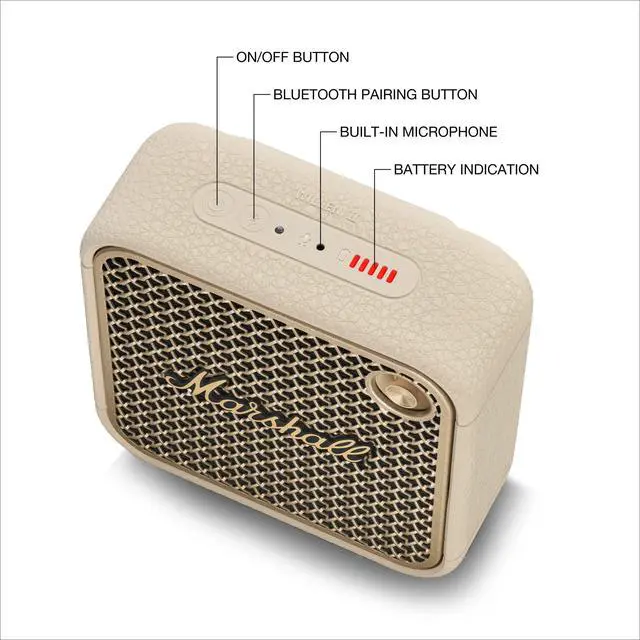 Alt view image 3 of 7 - Willen II Portable Bluetooth Speaker - Rugged Waterproof/Dust-Proof Design | Loud Stereo Sound, Deep Bass | Compact and Wireless for Travel and Outdoors - Cream
