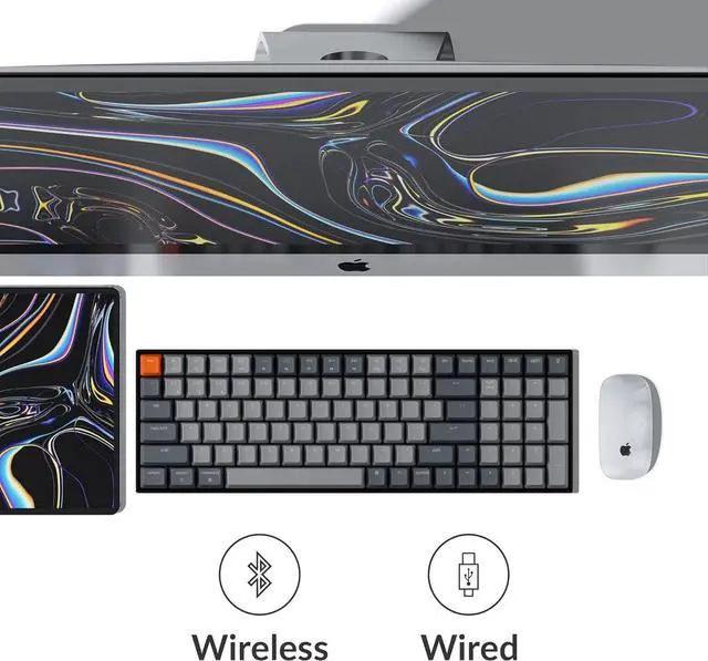 Alt view image 2 of 7 - K4 96% Layout 100 Keys Wireless Bluetooth 5.1/Wired USB Mechanical Gaming Keyboard with Keychron Super Brown Switch White LED Backlight N-Key Rollover for Mac Windows PC-Version 2