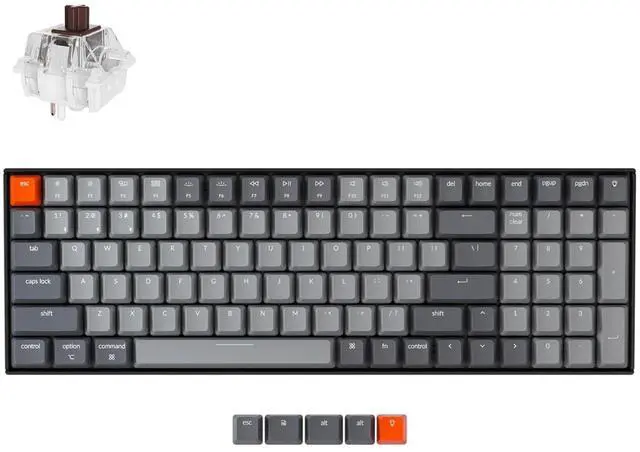 Main image of K4 96% Layout 100 Keys Wireless Bluetooth 5.1/Wired USB Mechanical Gaming Keyboard with Keychron Super Brown Switch White LED Backlight N-Key Rollover for Mac Windows PC-Version 2