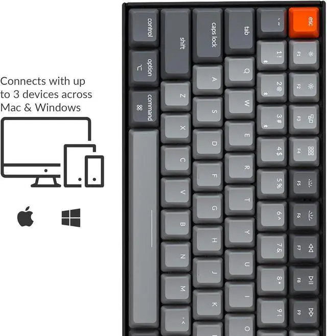Alt view image 3 of 7 - K4 96% Layout 100 Keys Wireless Bluetooth 5.1/Wired USB Mechanical Gaming Keyboard with Keychron Super Brown Switch White LED Backlight N-Key Rollover for Mac Windows PC-Version 2