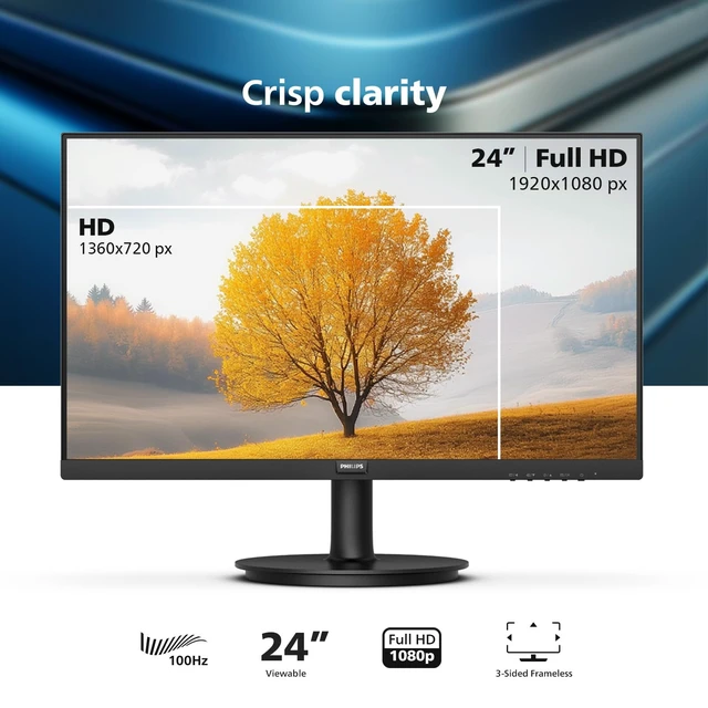 Alt view image 2 of 7 - 24 Inch Computer Monitor FHD 100Hz VA VESA Flicker-Free, 241V8LB 1920×1080 LED Monitor, 4ms GtG, Adaptive Sync, HDMI 1.4, Tilt Adjust, Low Blue Light, 4yr Advance Replacement