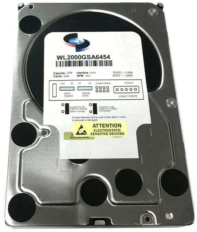 Alt view image 2 of 5 - WL 2TB 64MB Cache 5400RPM SATA III (6.0Gb/s) 3.5" Internal Surveillance DVR Hard Drive - w/ 1 Year Warranty
