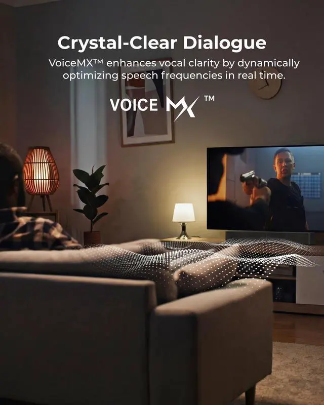 Alt view image 3 of 7 - Sound Bar with Wireless Subwoofer, 240W Peak Power, VoiceMX & BassMX, App Control, 2.1ch Soundbar for Smart TV, Adjustable Bass, HDMI, Optical, Bluetooth 6.0, Poseidon M30 (2026 Model)