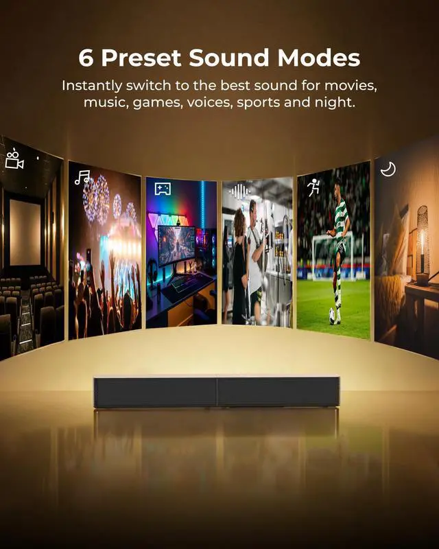 Alt view image 5 of 7 - Sound Bar with Wireless Subwoofer, 240W Peak Power, VoiceMX & BassMX, App Control, 2.1ch Soundbar for Smart TV, Adjustable Bass, HDMI, Optical, Bluetooth 6.0, Poseidon M30 (2026 Model)