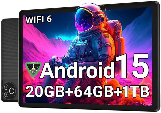 Main image of Android 15 Tablet 10 Inch, 20GB RAM 64GB ROM 1TB Expandable, Fast WiFi 6 & BT 5.4 Electronics Tablets 5-Core, HD IPS Touchscreen, 8H+ Battery, 2*Camera Tablet for Kids & Adults, Gift, Streaming, Work