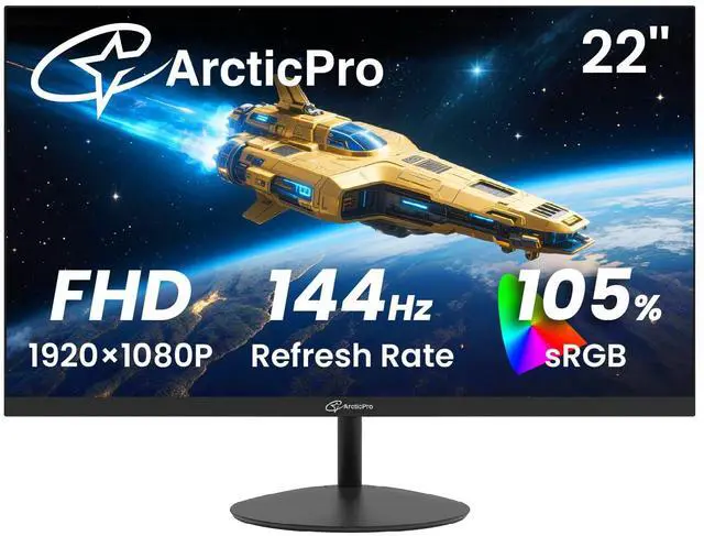 Main image of 22 inch 144Hz 100Hz Monitor, Full HD (1920 x 1080p) Computer Monitor, 105% sRGB, 3000:1 Contrast, 3-Sided Frameless, Ultra Slim, VESA, LowBlue Mode, Tilt Adjust, HDMI *1, VGA*1
