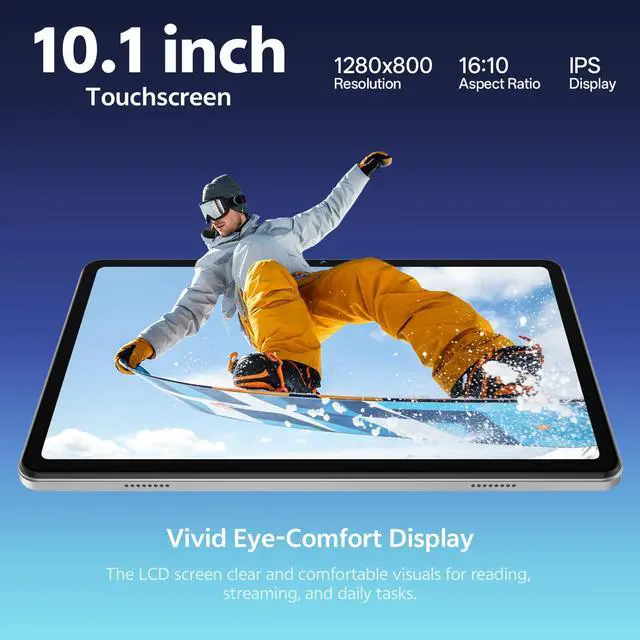 Alt view image 5 of 7 - Android Tablet 10 Inch, Android 16 Tablet for Kids Adults, 20GB RAM 32GB Storage 1TB Expandable, Dual Cameras 8MP 2MP, 6000mAh Dual Speakers WiFi 6, Gray