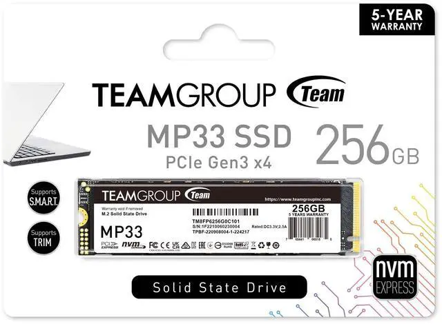 Alt view image 5 of 5 - MP33 256GB SLC Cache 3D NAND TLC NVMe 1.3 PCIe Gen3x4 M.2 2280 Internal SSD R/W Speed up to 1600/1000 MB/s Laptop&PC Desktop TM8FP6256G0C101