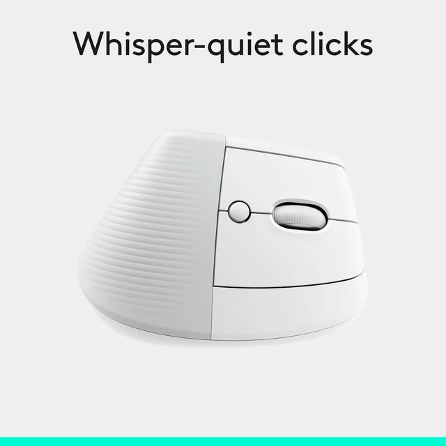 Alt view image 6 of 7 - Logitech Lift Vertical Ergonomic Wireless Mouse - Off White | Connect via Bluetooth or included Logi Bolt USB-A receiver, quiet clicks, 4 of 6 buttons customizable, Windows Mac compatible