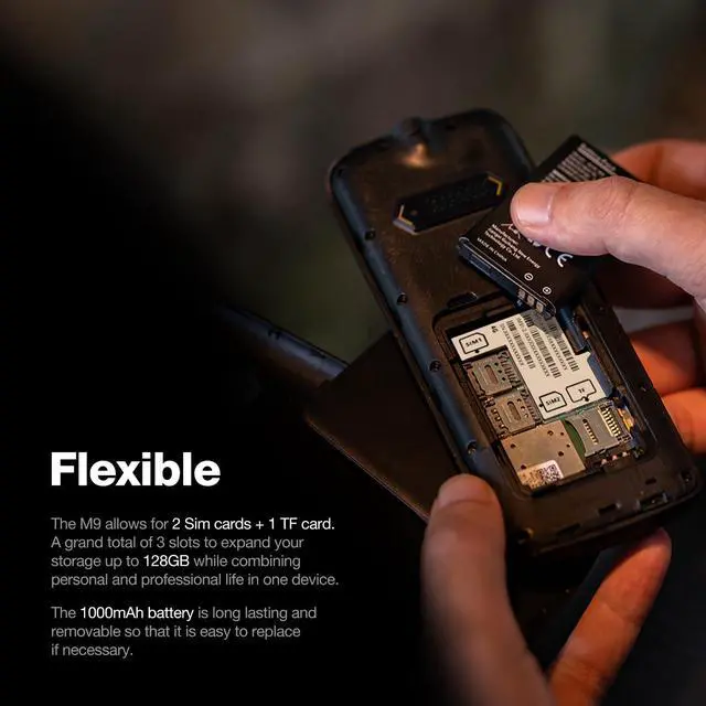 Alt view image 4 of 5 - M9 Rugged Feature Phone, 4G Basic Cell Phone with 1000mAh Battery, Waterproof & Drop-Proof, Large Buttons & Fonts, Speed Dial, 3 Card Slots, FM Radio, for T-Mobile Only