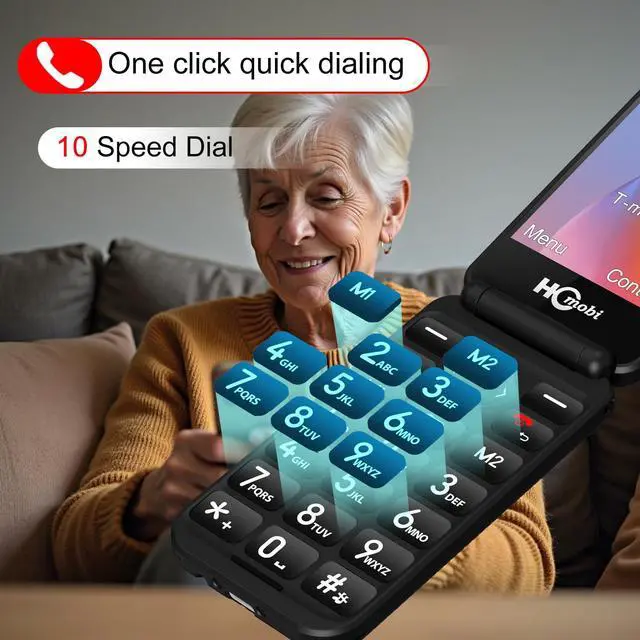 Alt view image 5 of 7 - 2.8+1.5" Flip Phone Unlocked, Dual Screen Flip Phones for Seniors, SOS ButtonSpeed DialLarge FontsCharging Dock1400mAh Battery | Big Buttons | Bluetooth | Camera