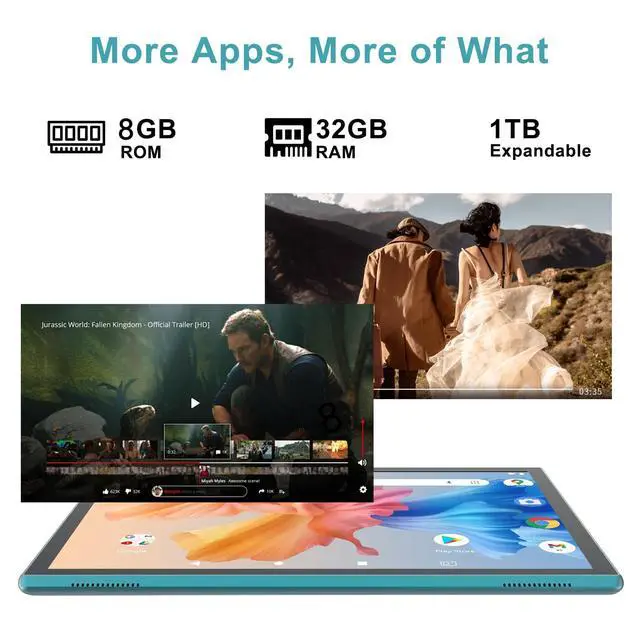 Alt view image 4 of 7 - Tablet 10 Inch Tablet With Case Stylus Android 15 Tablets 8GB RAM 32GB ROM Support 1TB Expansion 6000mah Battery 10.1" IPS HD Touchscreen 2MP+8MP Dual Camera WIFI-6 Bluetooth5.0 Tablets