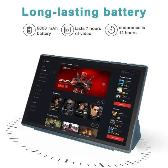 Alt view image 5 of 7 - Tablet 10 Inch Tablet With Case Stylus Android 15 Tablets 8GB RAM 32GB ROM Support 1TB Expansion 6000mah Battery 10.1" IPS HD Touchscreen 2MP+8MP Dual Camera WIFI-6 Bluetooth5.0 Tablets