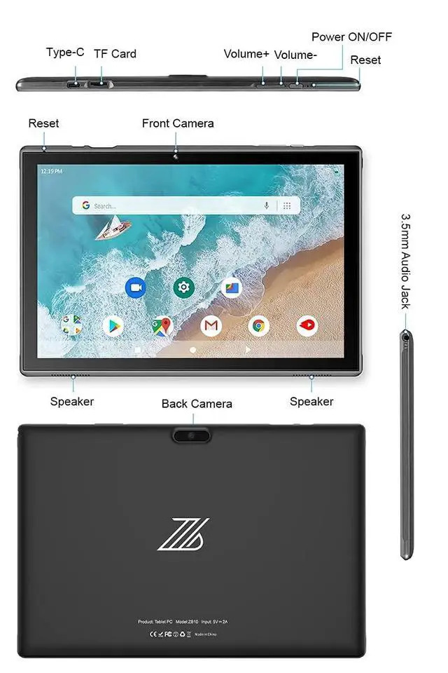 Alt view image 6 of 7 - 10 inch Tablet Android 15 Tablet PC, 10.1" Android Tablets DDR4 8GB RAM 32GB ROM 2MP+8MP Dual Camera 5G WiFi-6 BT Support 1TB Expand 10 in IPS 6000mAh Battery Powerful Performance Tablets (Gray)