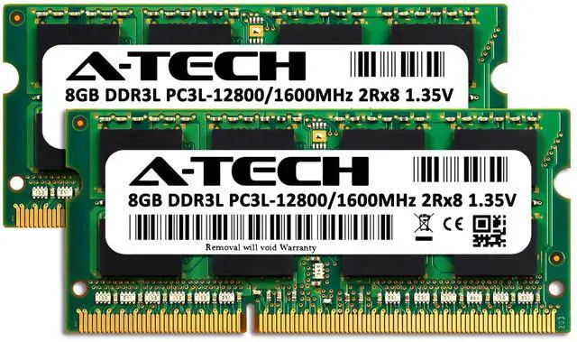 Alt view image 2 of 7 - 16GB (2x8GB) DDR3/DDR3L 1600MHz PC3L-12800 (PC3-12800) CL11 SODIMM 2Rx8 1.35V 204-Pin Non-ECC SO-DIMM Laptop, Notebook RAM Memory Modules