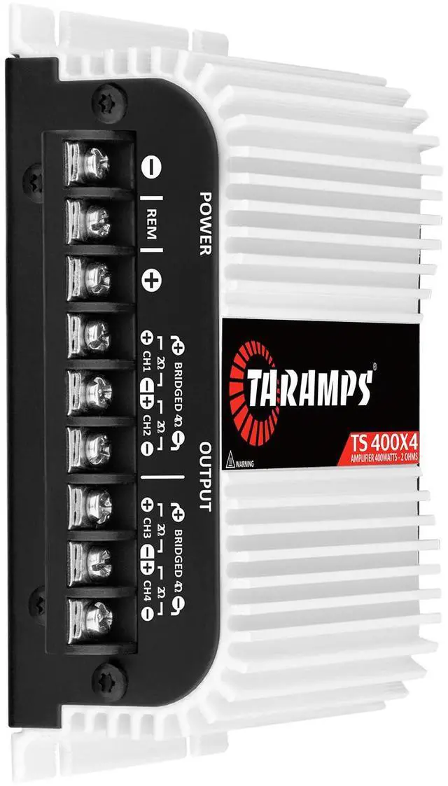 Alt view image 2 of 7 - TS 400x4 400 watts RMS 4 Channels Full Range Car Audio Amplifier, 2 Bridged Channels, RCA Input Class D, Output Power, Multichannel Amplifier System, Small - TS400X4