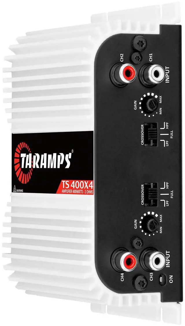 Alt view image 3 of 7 - TS 400x4 400 watts RMS 4 Channels Full Range Car Audio Amplifier, 2 Bridged Channels, RCA Input Class D, Output Power, Multichannel Amplifier System, Small - TS400X4