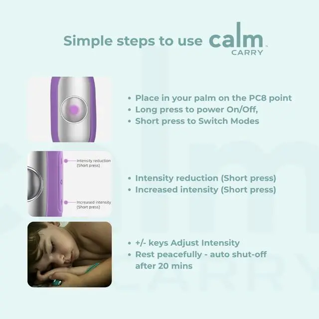 Alt view image 3 of 6 - Glowco Sleep Aid Device Handheld Microcurrent Relaxation Tool, Supports Calm, Focus & Gentle Relief, USB Rechargeable, Portable Wellness Device for Adults & Kids | Purple Calm Carry