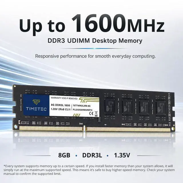 Alt view image 2 of 7 - 16GB KIT(2x8GB) DDR3L / DDR3 1600MHz (DDR3L-1600) PC3L-12800 / PC3-12800 Non-ECC Unbuffered 1.35V/1.5V CL11 2Rx8 Dual Rank 240 Pin UDIMM Desktop PC Computer Memory RAM(SDRAM) Module Upgrade