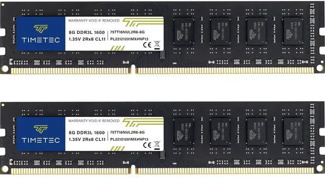 Main image of 16GB KIT(2x8GB) DDR3L / DDR3 1600MHz (DDR3L-1600) PC3L-12800 / PC3-12800 Non-ECC Unbuffered 1.35V/1.5V CL11 2Rx8 Dual Rank 240 Pin UDIMM Desktop PC Computer Memory RAM(SDRAM) Module Upgrade