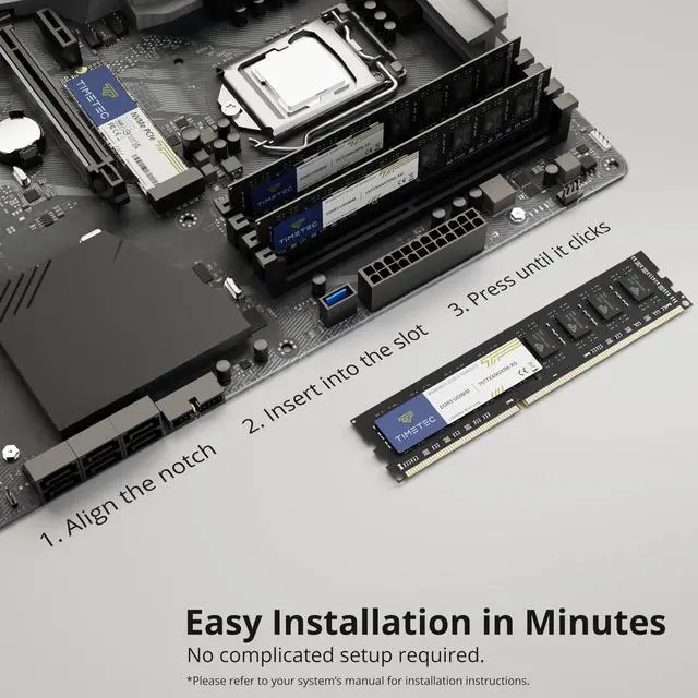 Alt view image 6 of 7 - 16GB KIT(2x8GB) DDR3L / DDR3 1600MHz (DDR3L-1600) PC3L-12800 / PC3-12800 Non-ECC Unbuffered 1.35V/1.5V CL11 2Rx8 Dual Rank 240 Pin UDIMM Desktop PC Computer Memory RAM(SDRAM) Module Upgrade