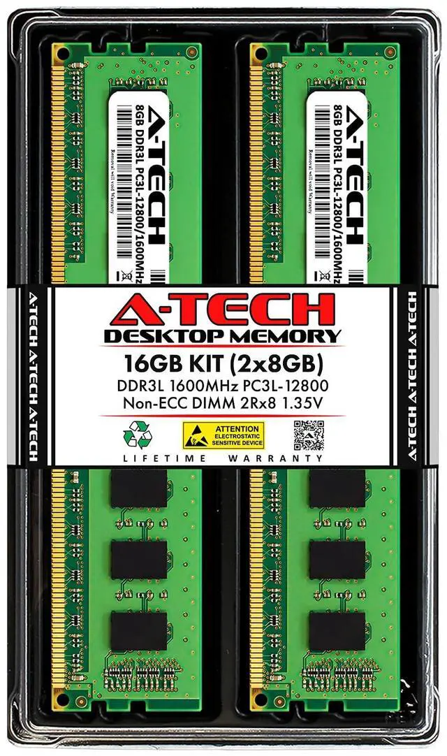 Main image of 16GB (2x8GB) DDR3/DDR3L 1600MHz PC3L-12800 (PC3-12800) CL11 DIMM 2Rx8 1.35V 240-Pin Non-ECC UDIMM Desktop RAM Memory Modules