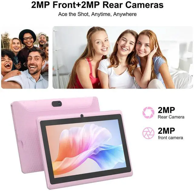Alt view image 3 of 7 - Android 14.0 Tablet 7", RAM 8GB(3+5Expand)+32GB ROM Tablets, Dual Camera, 1024 x 600 IPS Display Screen, 1TB Expand, Tablet with Case (Pink)