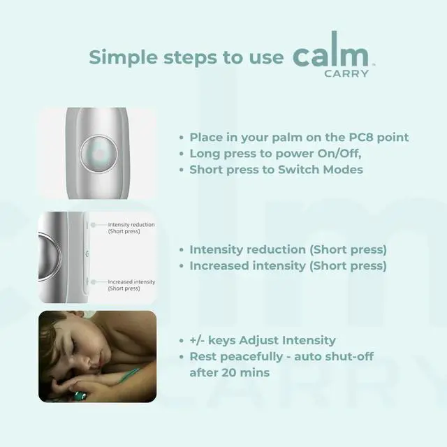 Alt view image 6 of 7 - CalmCarry Sleep Aid Device Handheld Microcurrent Relaxation Tool, Supports Calm, Focus & Gentle Relief, USB Rechargeable, Portable Wellness Device for Adults & Kids | Gray Calm Carry